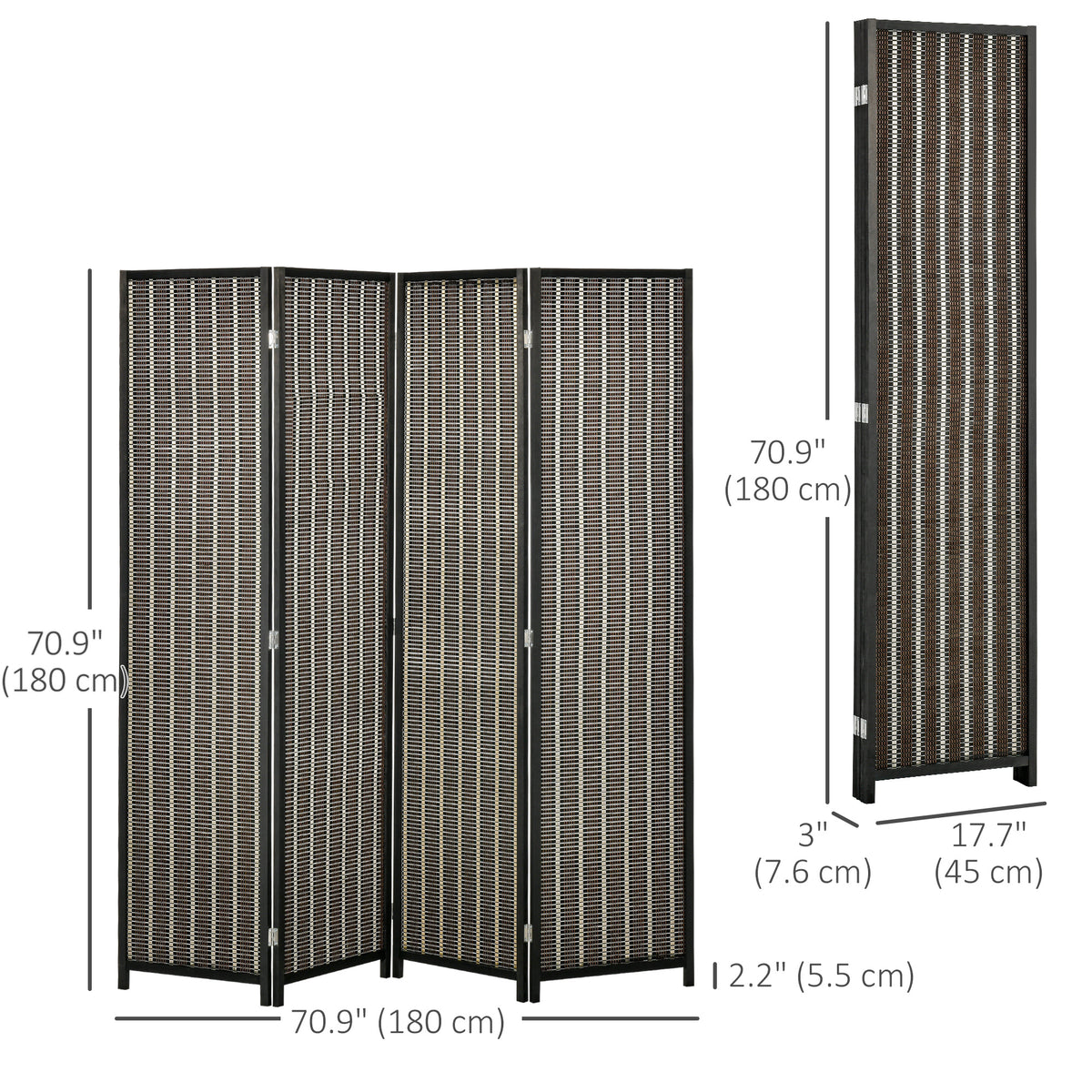 4 Panel Room Divider, 6 Ft Tall Indoor Portable Folding Privacy Screens – view 4