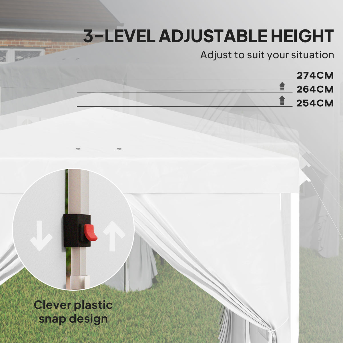 10' x 10' Pop-Up Canopy Tent with Sidewalls, Height-Adjustable, Carry Bag Included, for Outdoor, Garden – view 11