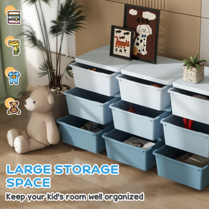 Qaba 3 Tier Kids Toy Organizer and Storage Bins with 6 Plastic Drawers