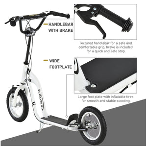 Aosom Dual Brakes Kick Scooter 12-Inch Inflatable Front Wheel Ride On Toy for Age 5+