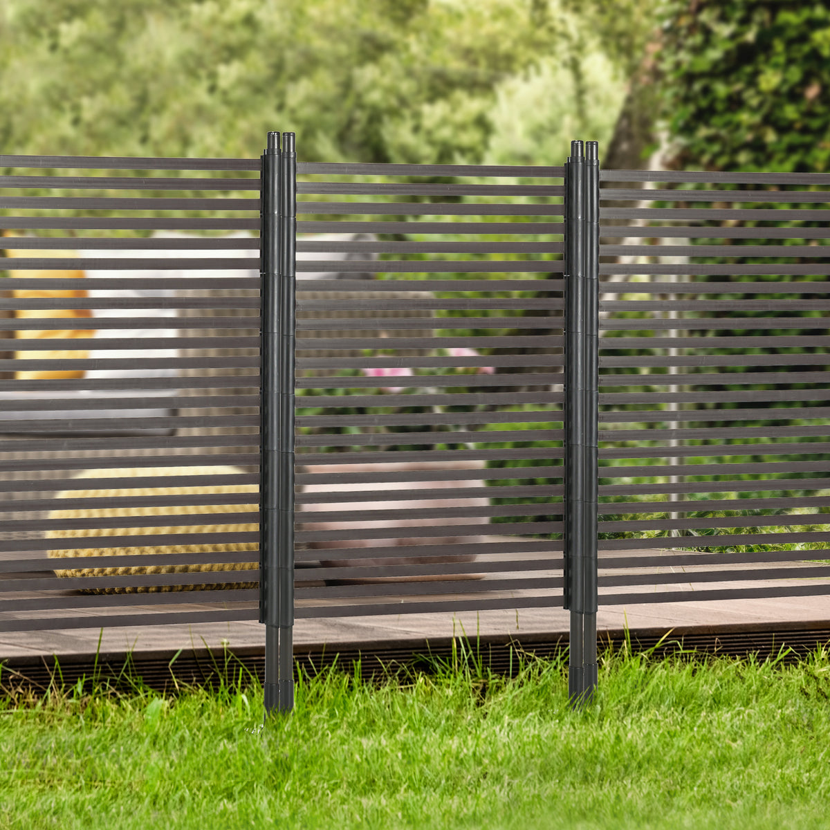 Picket Metal Garden Fence for Hard & Soft Ground, 5 ft(H) Standing Outdoor Fencing with Feet – view 8