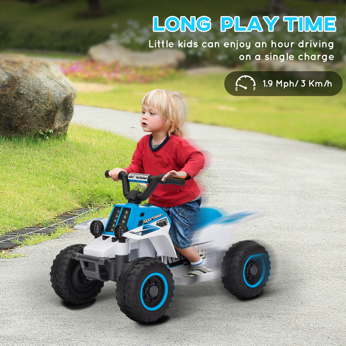 Qaba 6V Kids ATV Quad, 4 Wheeler Battery Powered Electric Ride on Car w/ Lights, Forward Backward