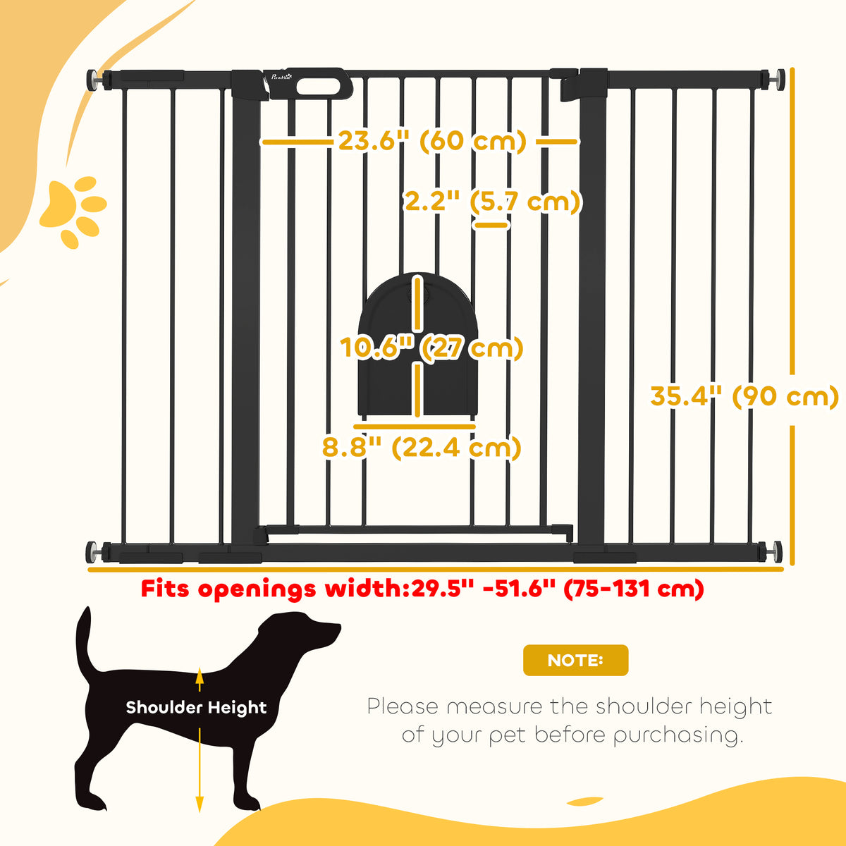 30"-52" Extra Wide Pet Gate Barrier with Small Door, 30"H Dog Gate with Safety Gate Barrier – view 35