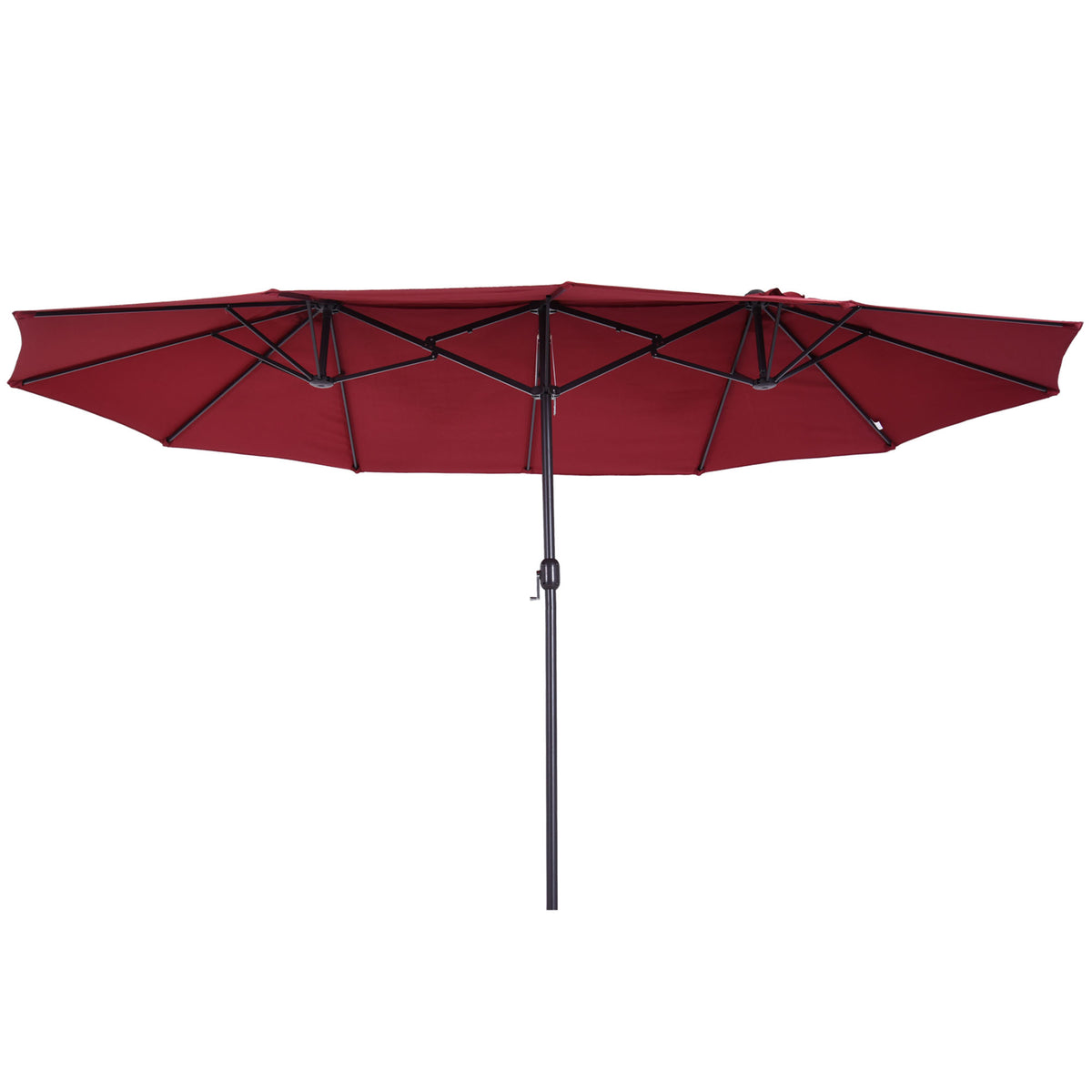 15' Outdoor Patio Umbrella with Twin Canopy Sunshade Steel Table Umbrella w/ Lift Crank, Cross base – view 5