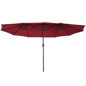 15' Outdoor Patio Umbrella with Twin Canopy Sunshade Steel Table Umbrella w/ Lift Crank, Cross base – view 5