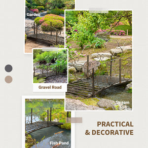 6FT Steel Garden Bridge with Safety Siderails, Decorative Arc Landscaping Bridge for Backyard Creek Stream – view 12