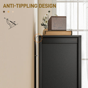 Sideboard Buffet, Kitchen Storage Cabinet with Barn Door and Adjustable Shelves, Storage Pantry, Black Oak
