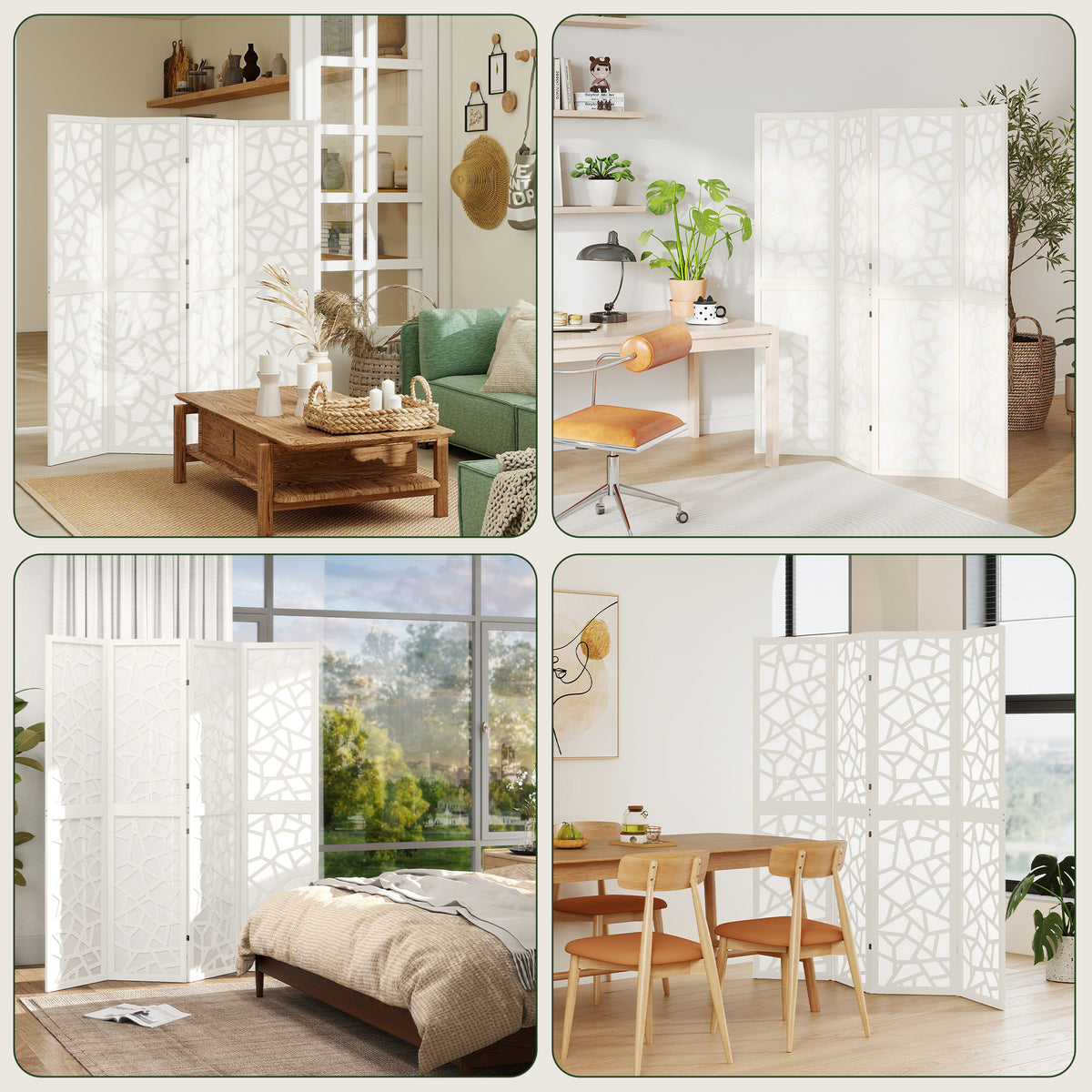 4 Panel Room Divider, 5.6 FT Lightweight Folding Privacy Screen with Geometric Pattern for Living Room – view 13