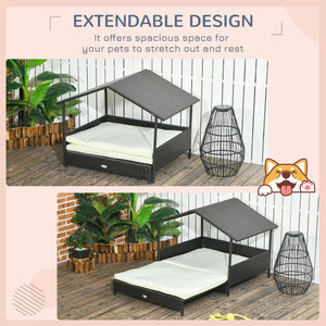 Rattan Dog House with Canopy, Wicker Dog Bed with Water-Resistant Cushion, for Small and Medium Breeds Blue – view 10
