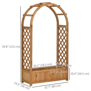 Raised Garden Bed with Arch Trellis, Freestanding Outdoor Planter Box for Vine Climbing Plant Flower Herb, Brown