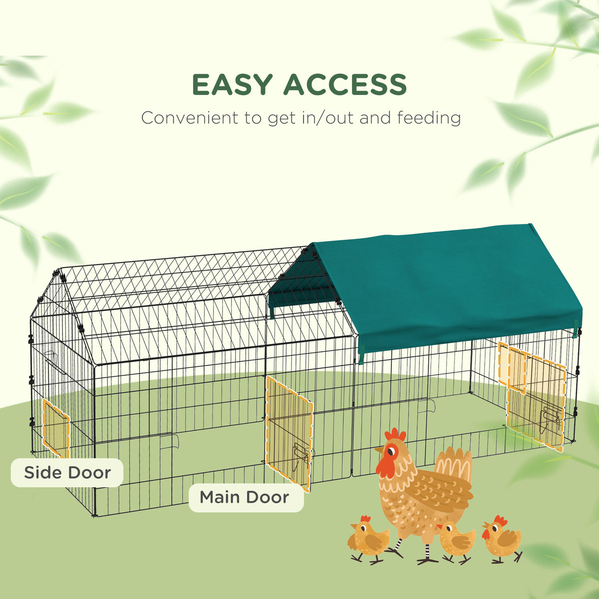 73" Small Animal Cage with Roof, Indoor/Outdoor Use,  for Chicken, Rabbits, Chinchillas