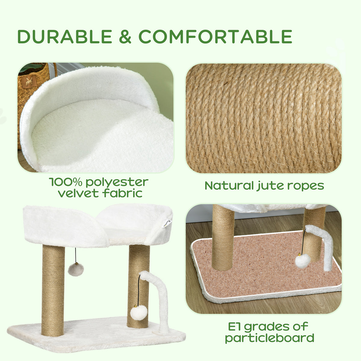 Cat Tower Condo for Indoor Cats, Small Cat Tree with Jute Scratching Posts, Top Perch, Dangling Balls – view 10