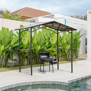 8' x 5' Hardtop Grill Gazebo Aluminium BBQ Canopy Gazebo Outdoor Canopy with Side Shelves