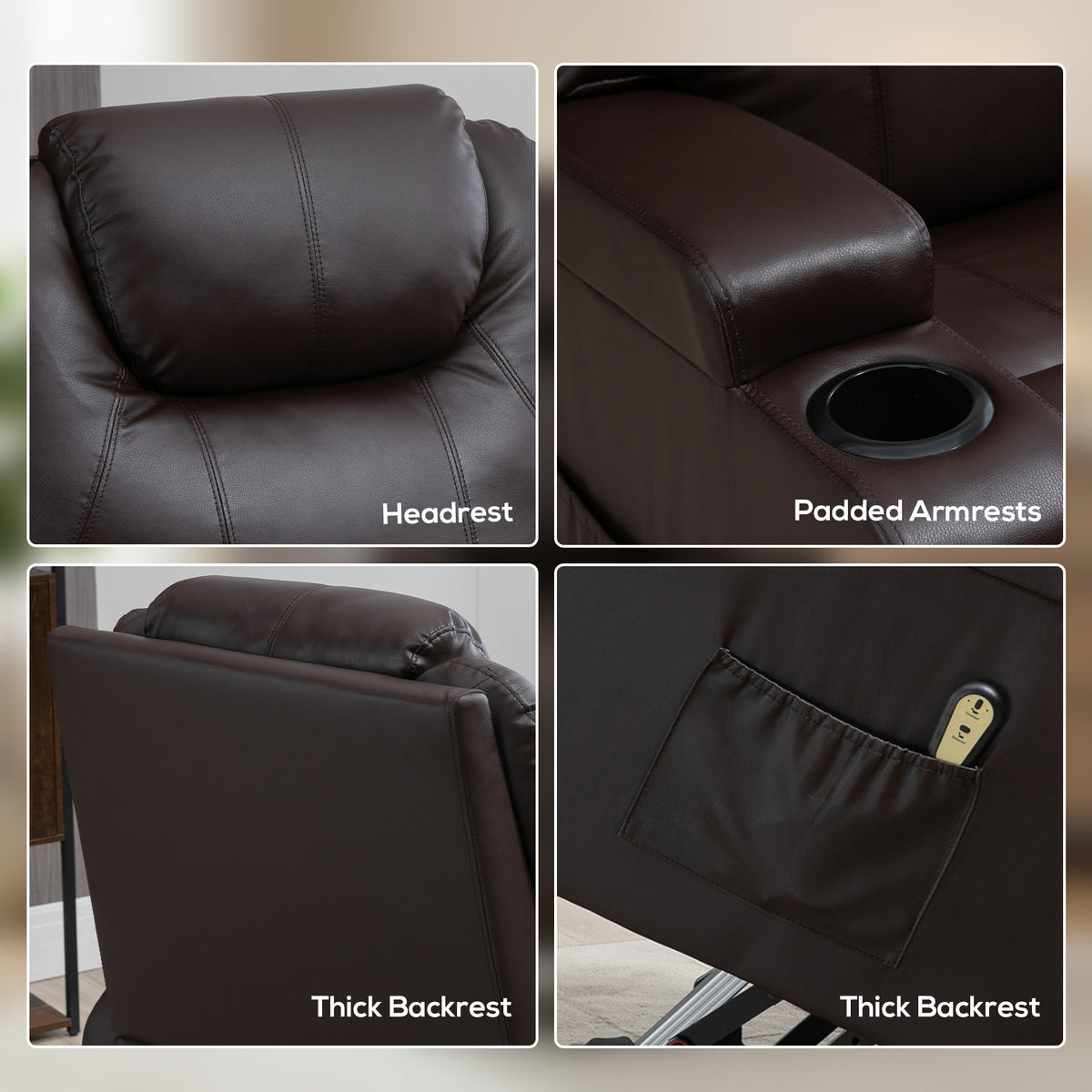 Power Lift Recliner Chair for Elderly, PU Leather Lift Chair with Thick and High Back, Footrest, Remote – view 12