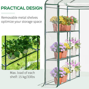 56" x 56" x 77" Walk-in Greenhouse, Portable Garden Flower Seed Warm House with 8 Shelves, Outdoor Plant Growth Hot House, PVC Cover, Transparent