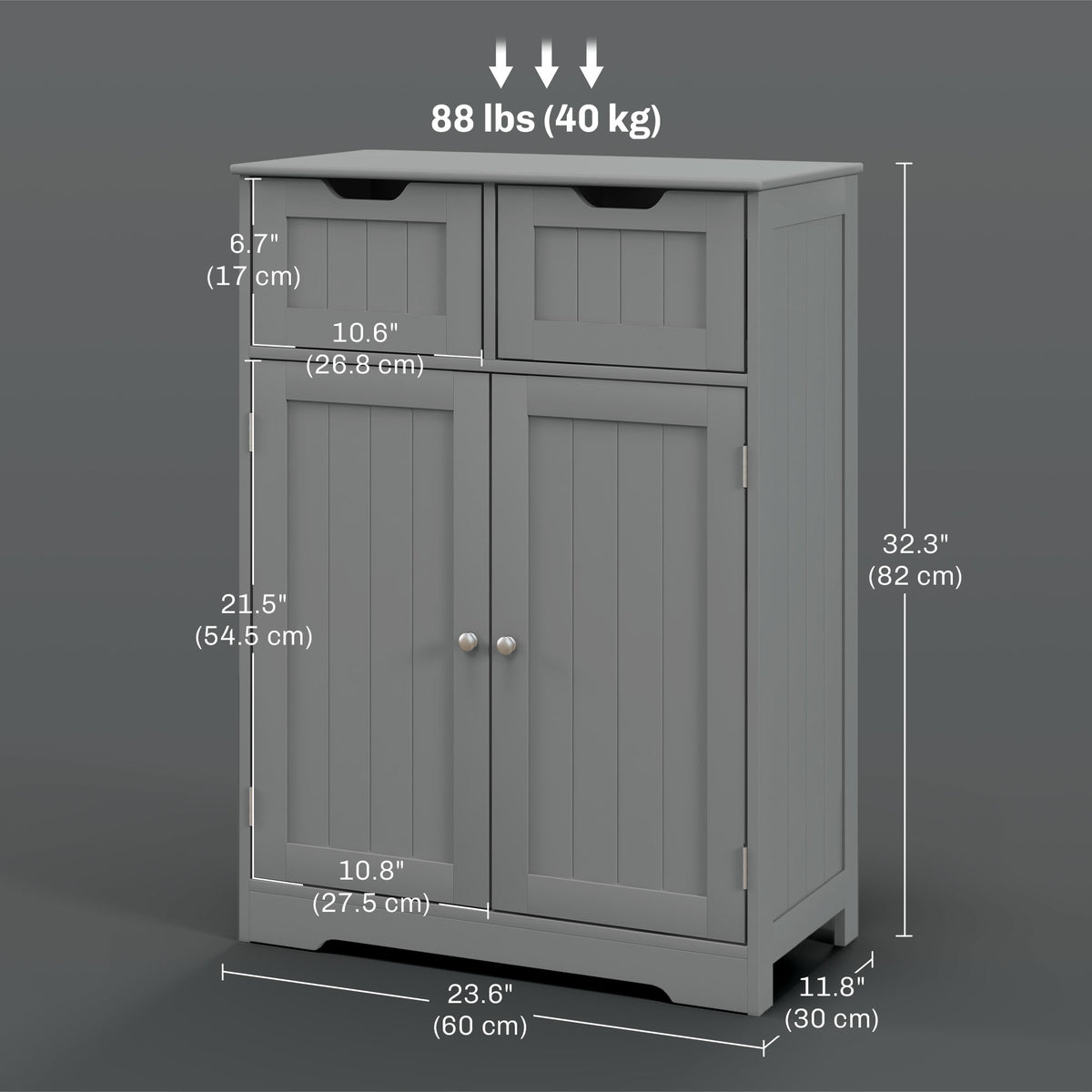 Bathroom Cabinet, Bathroom Storage Cabinet with 2 Drawers, Adjustable Shelf for Living Room, Entryway, White – view 16