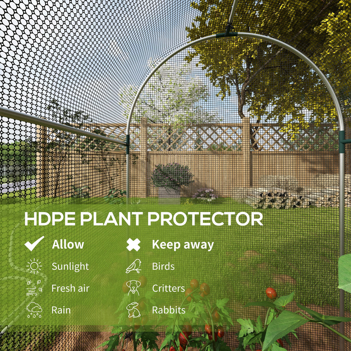 Galvanized Steel Crop Cage, Plant Protection Tent with Zippered Door, 4' x 4', Black – view 17