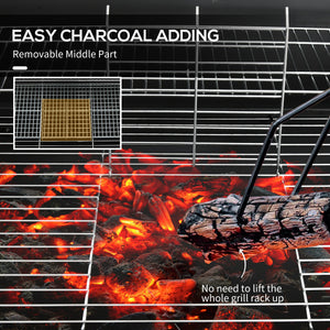 Barrel Charcoal BBQ Smoker, Barbecue with 420 sq.in. Cooking Area, Wheels, Ash Catcher, Black