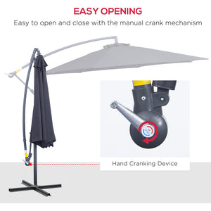 10' Deluxe Patio Umbrella Outdoor Market Parasol Banana Hanging Offset Sunshade Crank Cross Base Black – view 3