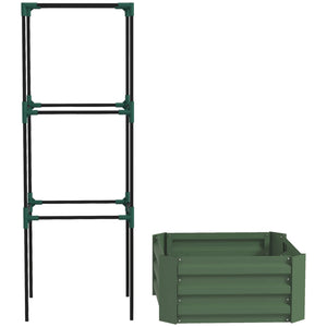 Galvanized Planter Box, Outdoor Raised Garden Bed with 3-Tier Trellis Tomato Cage for Climbing Vines – view 15