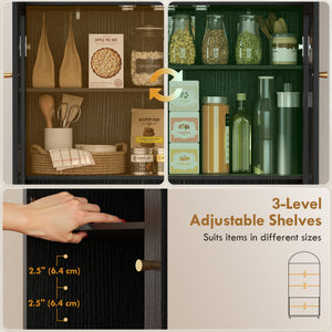 Arched Kitchen Pantry Cabinet, 71" Tall Farmhouse Kitchen Storage Cabinet with Acrylic Glass Doors, Oak – view 12