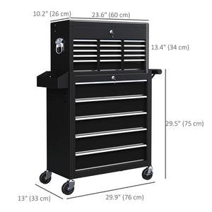 14 Drawer Rolling Tool Chest, Lockable Tool Storage Cabinet with Detachable Top Toolbox, Protective Liner – view 2