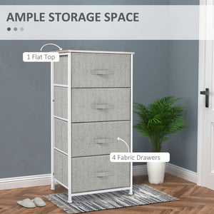 Linen Drawer Cabinet Organizer Storage Dresser Tower with 4 Removable Drawer Metal Frame Adjustable Feet for Living Room, Kitchen, Bathroom, Black
