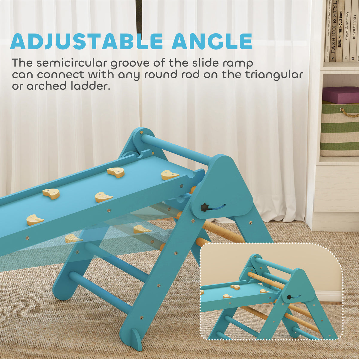 Qaba 7-in-1 Pikler Triangle Set, Foldable Wooden Climbing Toys with Arch, Ramp and Ladder for Toddlers 1-4 Years
