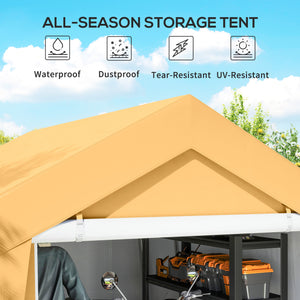 7' x 12' Outdoor Storage Shed Portable Garage with Roll-up Door for Motorcycle, Bike, Garden Tools, Beige – view 17