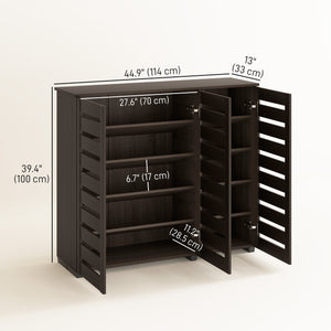 Narrow Shoe Cabinet with Slatted Doors, Adjustable Shelves for 20 Pairs of Shoes – view 7