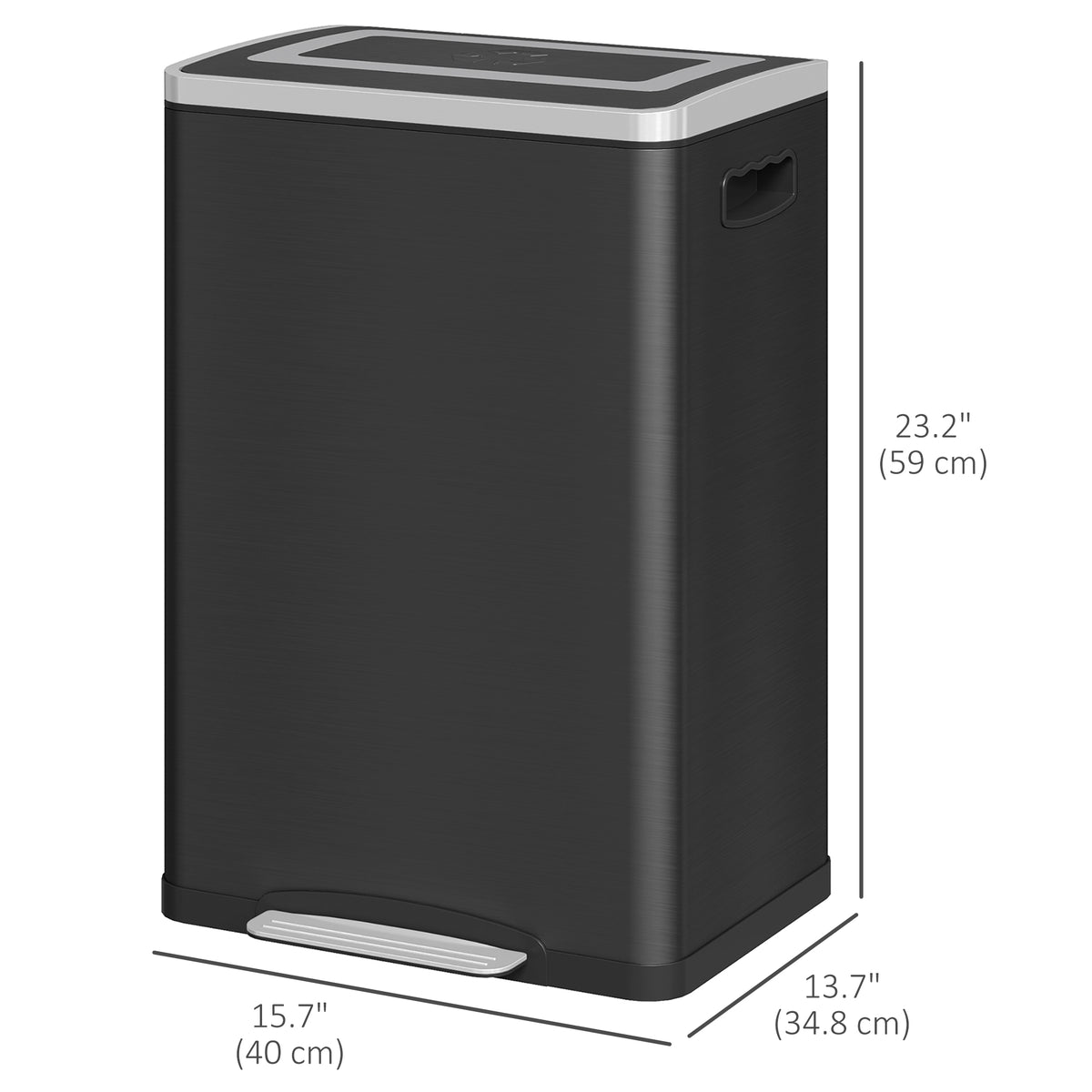 2x5.3 gal (2x20 L) Garbage Bin, Stainless Steel Garbage Can with Soft-Close Lid and Removable Inner – view 2