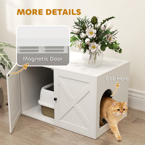 Cat Litter Box Enclosure with Double Doors, Handles, Fit Most of Cat and Litter Box, 31.5" x 21" x 20", White