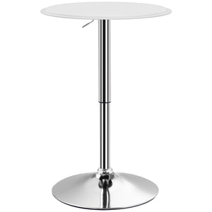 Modern Round Bar Table Adjustment Height Home Pub Bistro Desk Faux Leather Covered Wooden Top Chrome Base – view 8