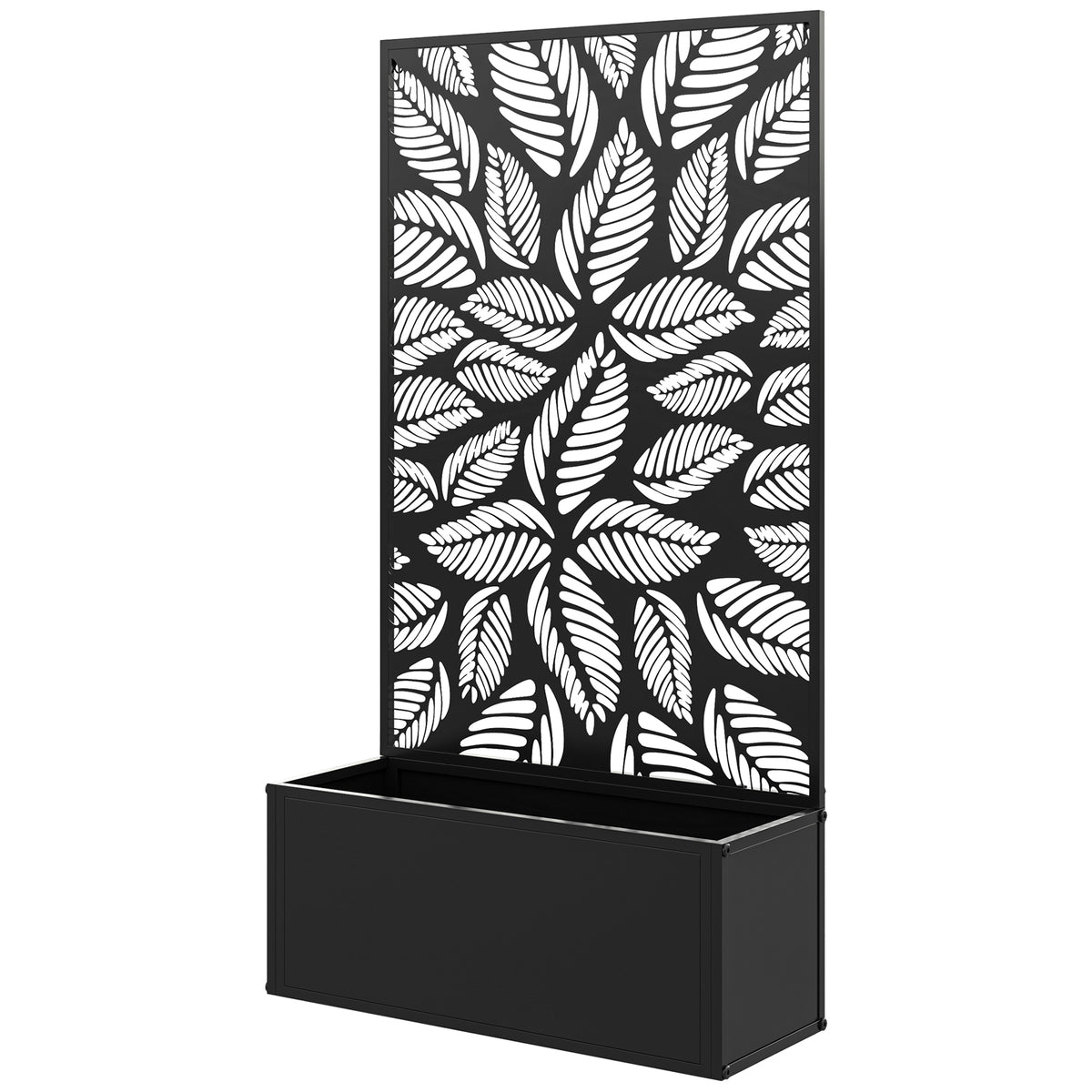 Metal Raised Garden Bed with Privacy Panel, Freestanding or Wall Mounted Outdoor Planter Box for Garden, Patio