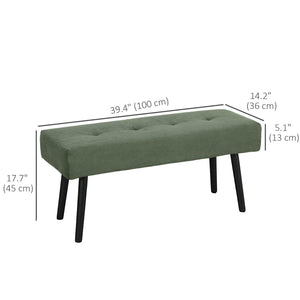 39" Upholstered Ottoman Bench, Corduroy Entryway Bedroom Bench with Padded Seat and Steel Legs for Bedroom – view 9