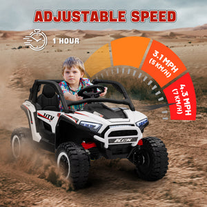 Qaba 2 Seater 24V 7AH Ride on Truck, Electric Car for Kids w/ Spring Suspension, Remote Lights, Horn, Music