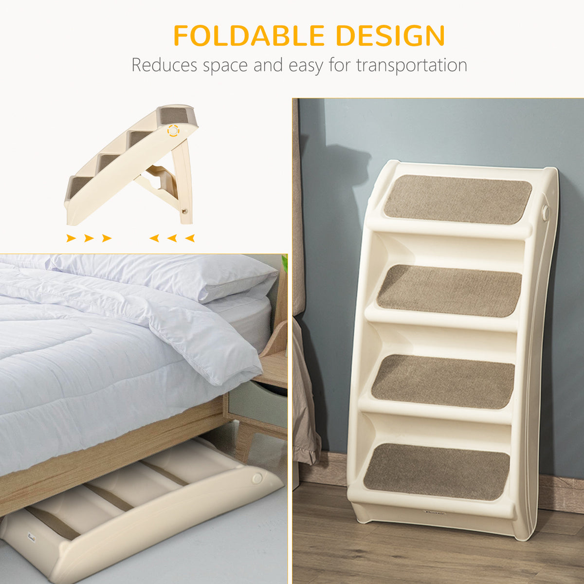 4-Level Portable Dog Stairs, Foldable Dog Steps for Small Dogs, Lightweight Cat Steps – view 3