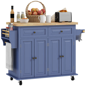 Kitchen Island with Storage, Rolling Trolley Cart with Rubber Wood Top, Spice Rack, Towel Rack, Brown Oak – view 29