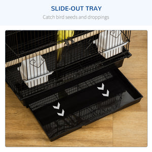 39" Bird Cage for Budgie, Cockatiel, Conure, Small Birds, with Ladder, Swing, Toys, Perches, Tray, Feeding Bowls, Handle