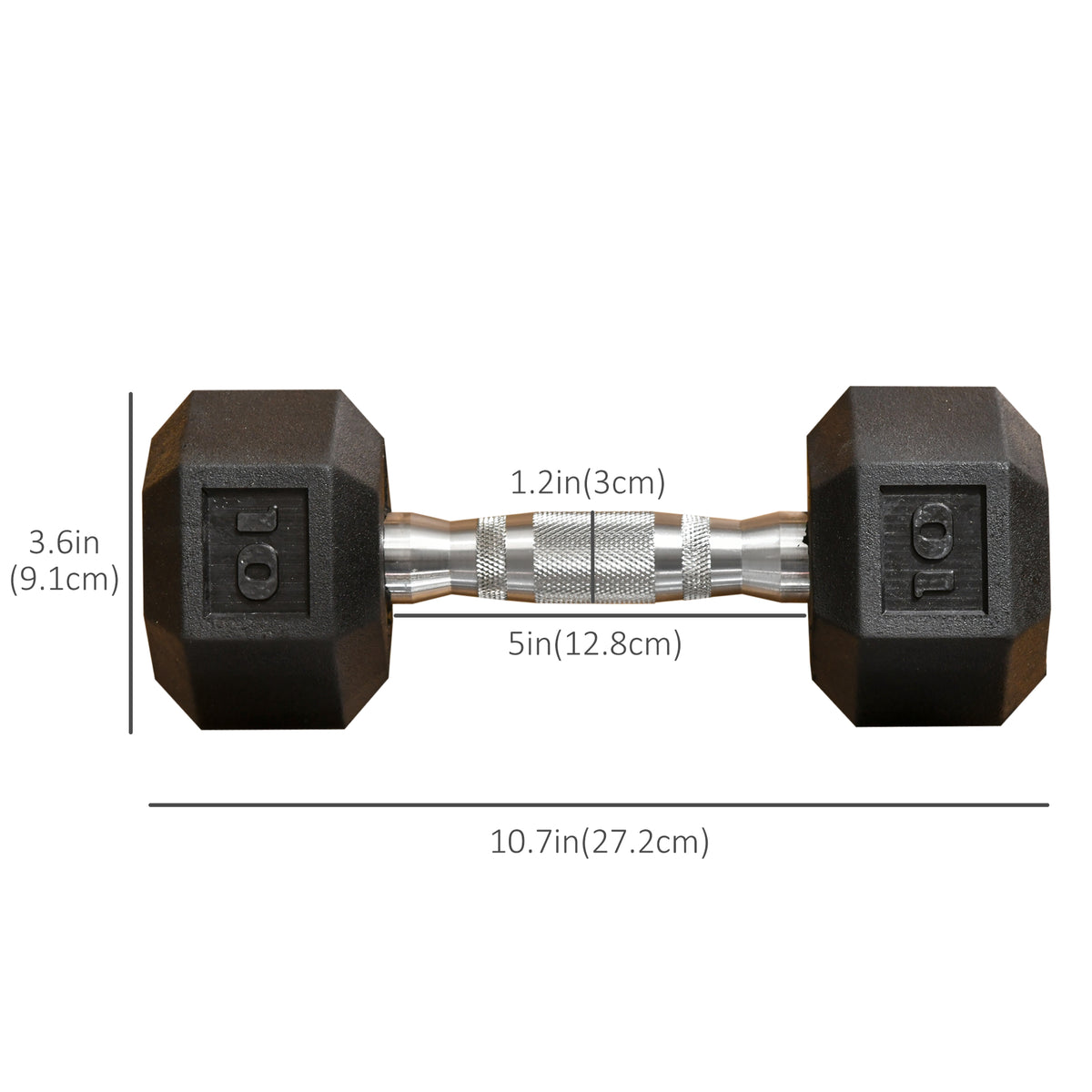 Soozier 2 x 10lbs Rubber Dumbbells Weight Set, Dumbbell Hand Weight for Body Fitness Training for Home Office Gym