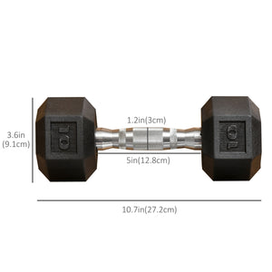 Soozier 2 x 10lbs Rubber Dumbbells Weight Set, Dumbbell Hand Weight for Body Fitness Training for Home Office Gym