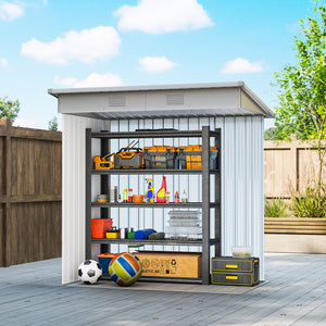 6' x 4' Outdoor Storage Shed, Metal Garden Tool Storage House Organizer with Lockable Sliding Doors and – view 13