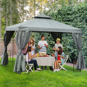 10' x 10' Patio Gazebo Outdoor, Canopy Shelter with Double-tier Roof, Pavilion Sidewalls for Garden Events – view 14