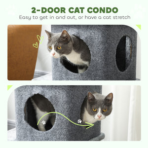 31.5" Cat Tree, Multi-Level Cat Tower with 2 Condos and Soft Plush Perches for 1-2 Cats, Grey