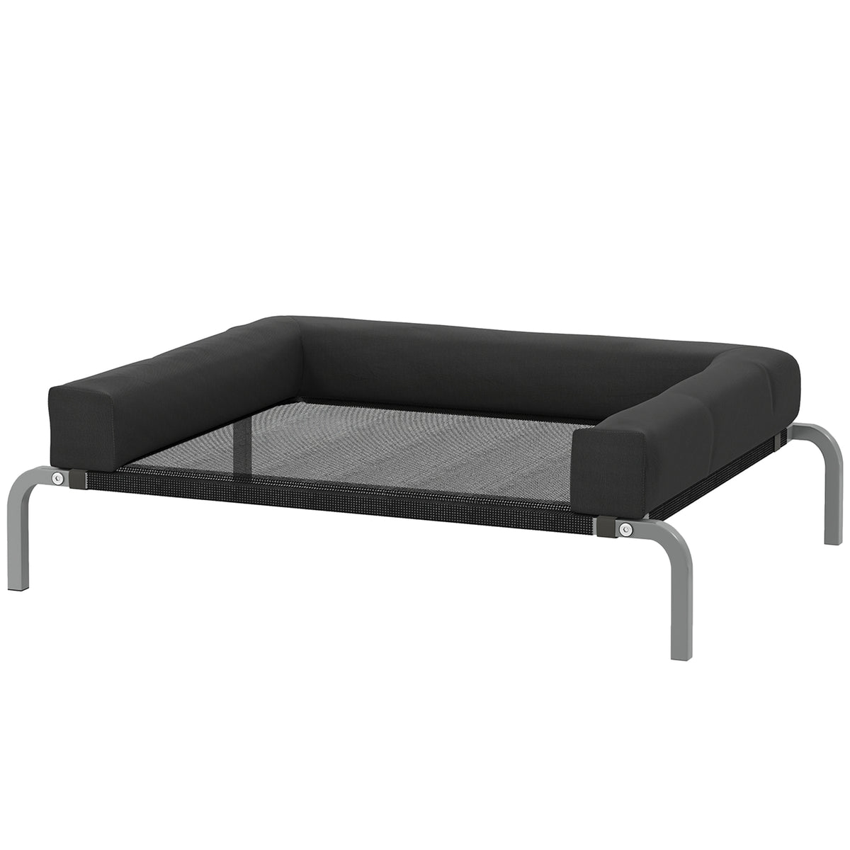 Elevated Dog Bed, Portable Raised Dog Cot with Breathable Mesh, Removable and Water-Resistant Bolsters, Black