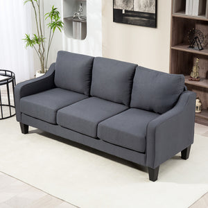 3 Seater Sofa, Modern Couch with Pocket Spring, Linen Upholstered, Thick Padded, Beige – view 14