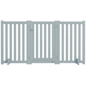 31.5"H Foldable Dog Gate with Door, 3 Panels Freestanding Pet Gate Barriers Indoor with Support Feet – view 3