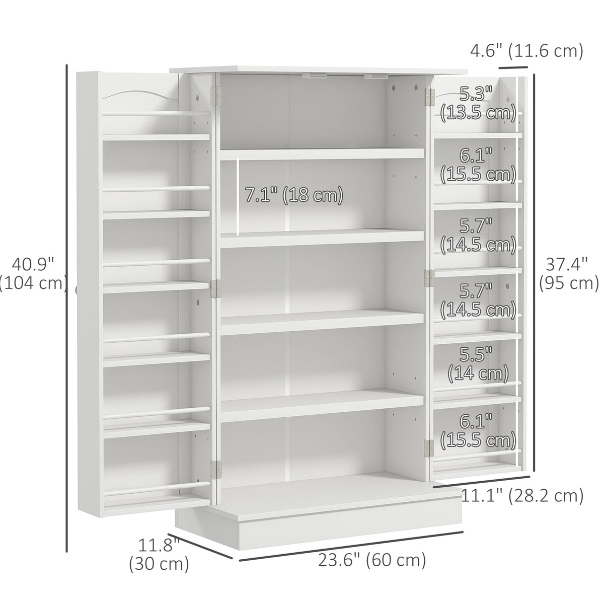 Freestanding Pantry Cabinet 41 Inch Kitchen Pantry with Spice Racks and Adjustable Shelves for Home Use – view 6