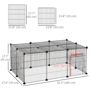 Small Animal Cage for Bunny, Guinea Pig, Chinchilla, Hedgehog, Portable Pet Enclosure with Door, 16 Panels