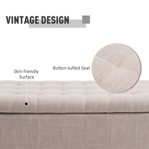 Storage Ottoman, Linen Fabric End of Bed Bench with Soft Close Lid – view 9
